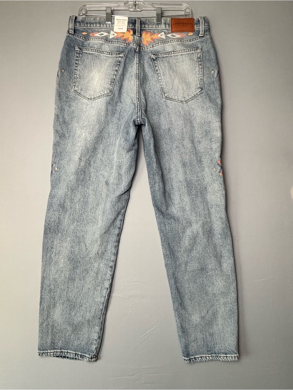 Lucky Brand Women’s Size 14 Light Wash Jeans with Orange Embroidered Navajo Trim - Picture 7 of 13